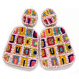 Pink Retro seed bead hypoallergenic earrings