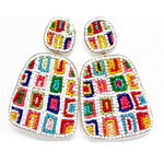 White Retro seed bead hypoallergenic earrings