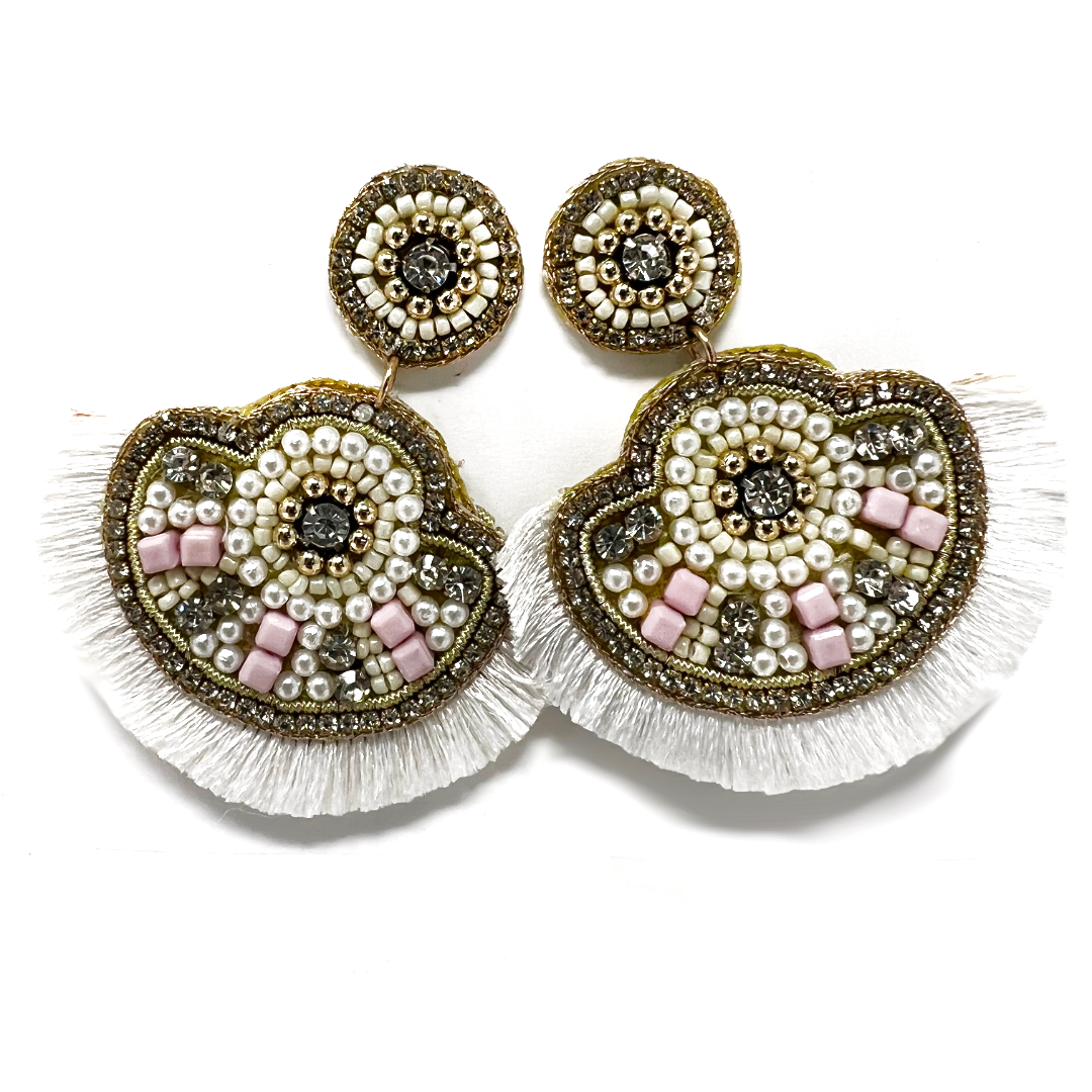 Seed Bead & Rhinestone lightweight statement earrings