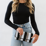 I'm In Charge Striped Beaded Clutch