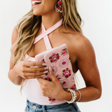 Take Hold Flower Beaded Clutch
