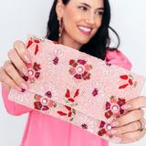 Take Hold Flower Beaded Clutch