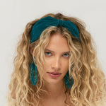 Velvet deep teal headband