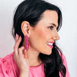 Pink Beaded Statement Drop Earring