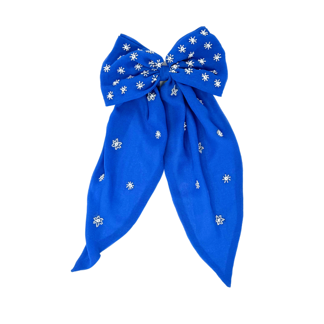 All American Embellished Long Tail Hair Bow