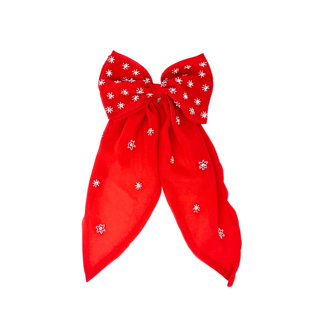All American Embellished Long Tail Hair Bow