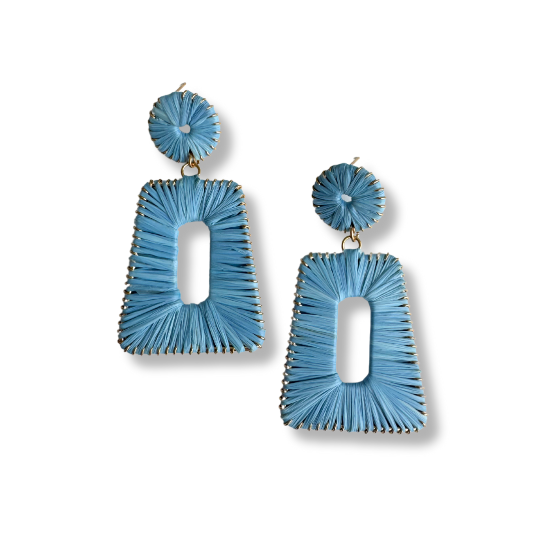 Brave Babe Rectangle Raffia Statement Earrings