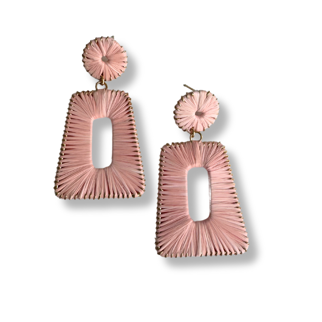 Brave Babe Rectangle Raffia Statement Earrings