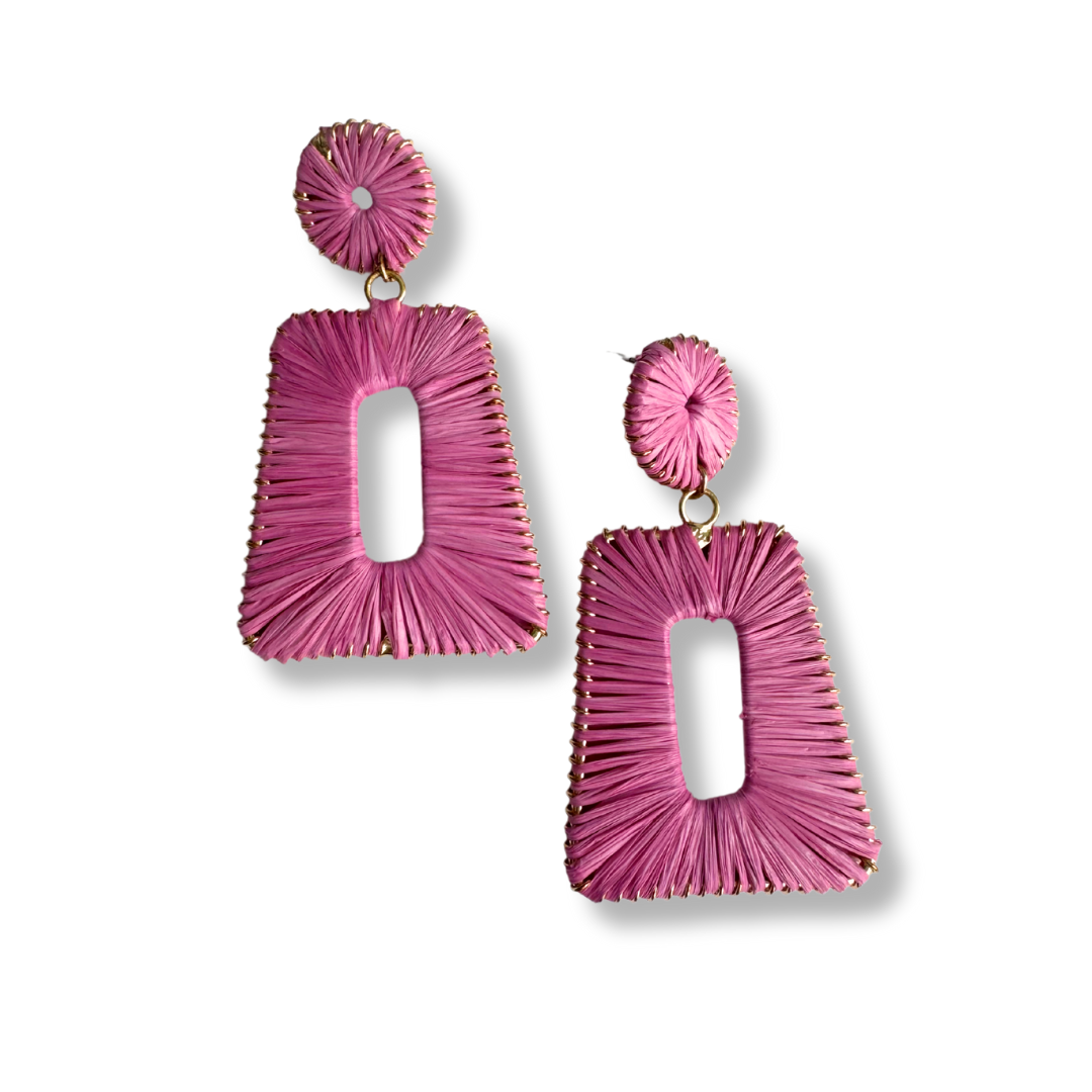 Brave Babe Rectangle Raffia Statement Earrings