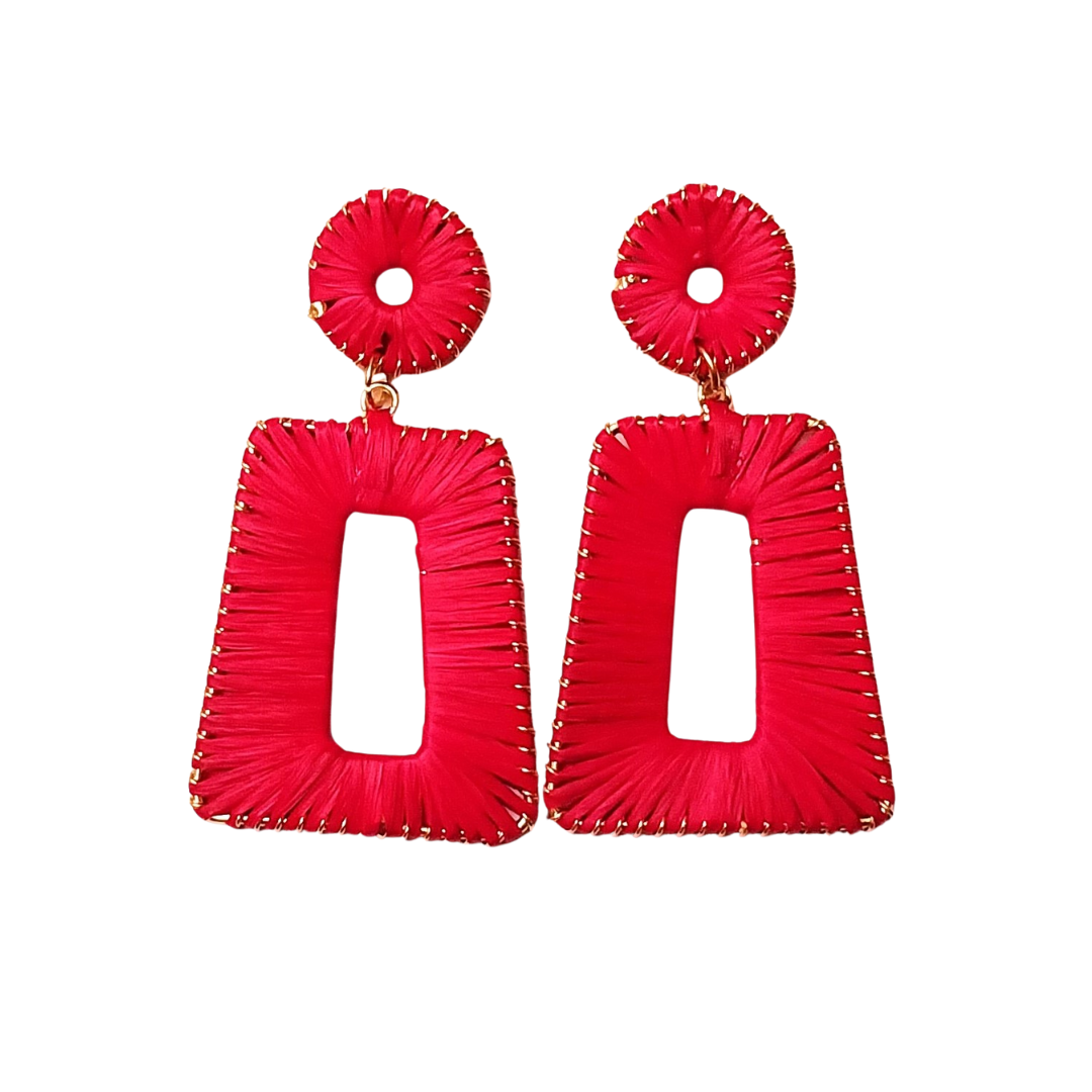 Brave Babe Rectangle Raffia Statement Earrings