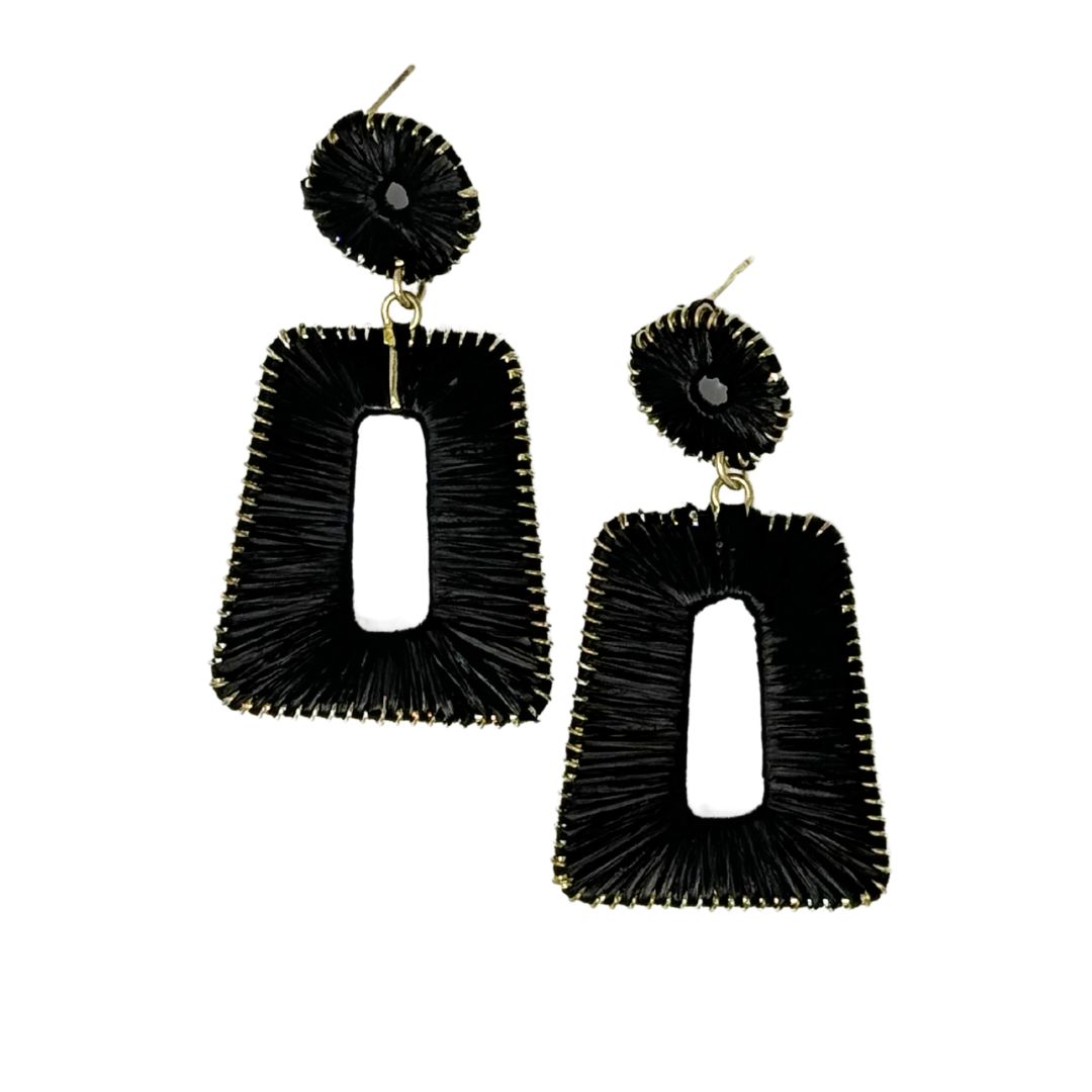 Brave Babe Rectangle Raffia Statement Earrings