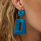 Brave Babe Rectangle Raffia Statement Earrings