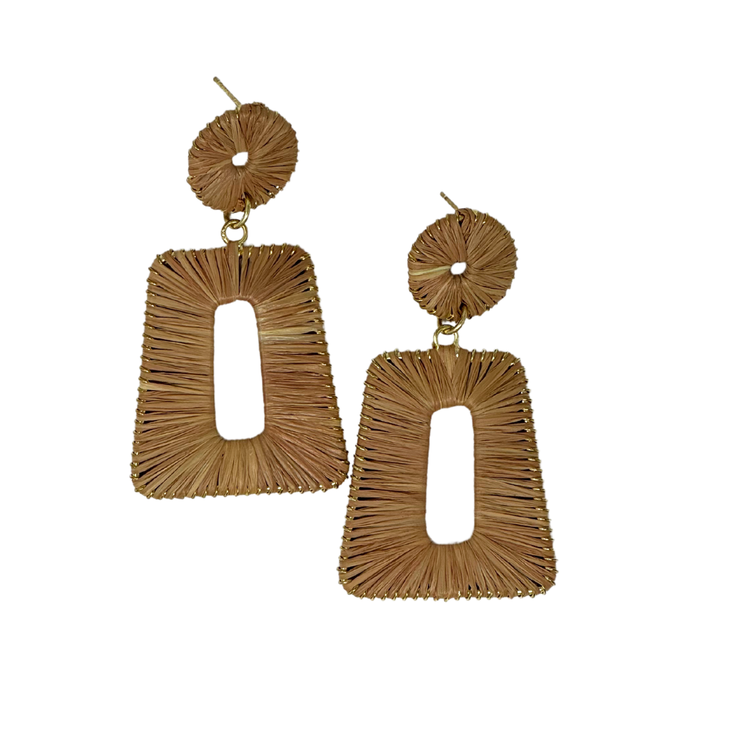 Brave Babe Rectangle Raffia Statement Earrings