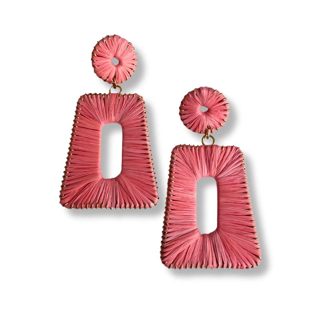 Brave Babe Rectangle Raffia Statement Earrings
