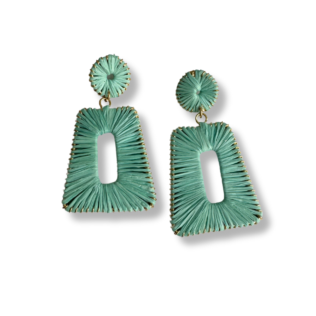 Brave Babe Rectangle Raffia Statement Earrings