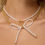 Inspired Big Bow Pearl Necklace