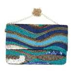 Seed Bead clutch, blue clutch, seed bead handbag, evening clutch