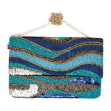 Seed Bead clutch, blue clutch, seed bead handbag, evening clutch