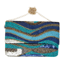 Seed Bead clutch, blue clutch, seed bead handbag, evening clutch
