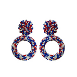 Patriot Pride Seed Bead Drop Earrings