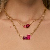 Stay Centered Red & Pink Stone Necklace