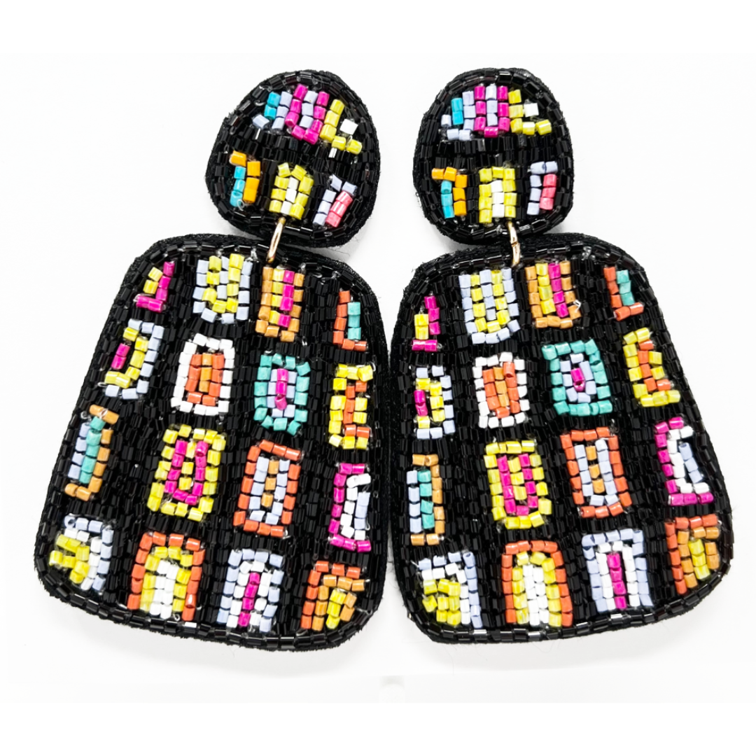 Black Retro seed bead hypoallergenic earrings