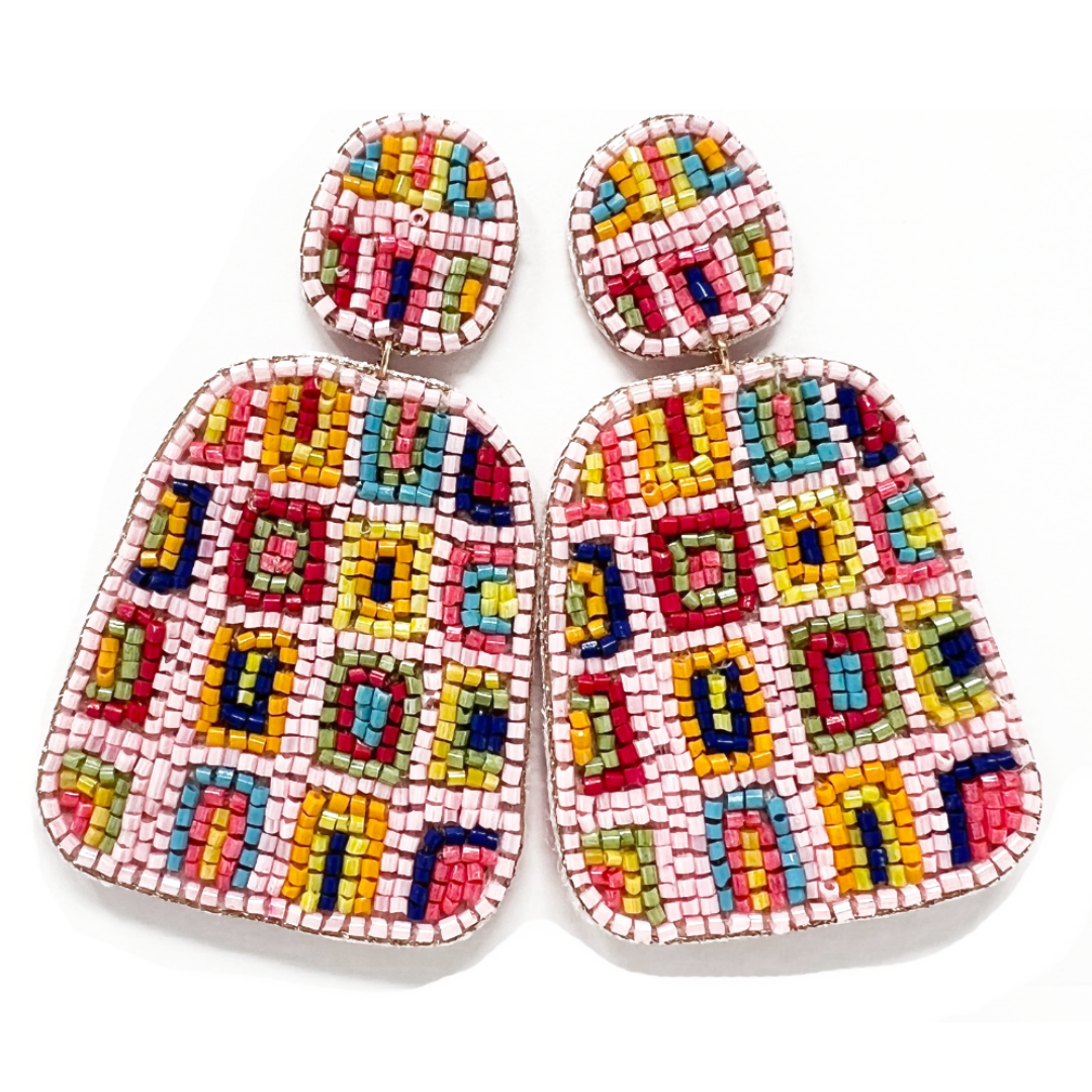 Pink Retro seed bead hypoallergenic earrings