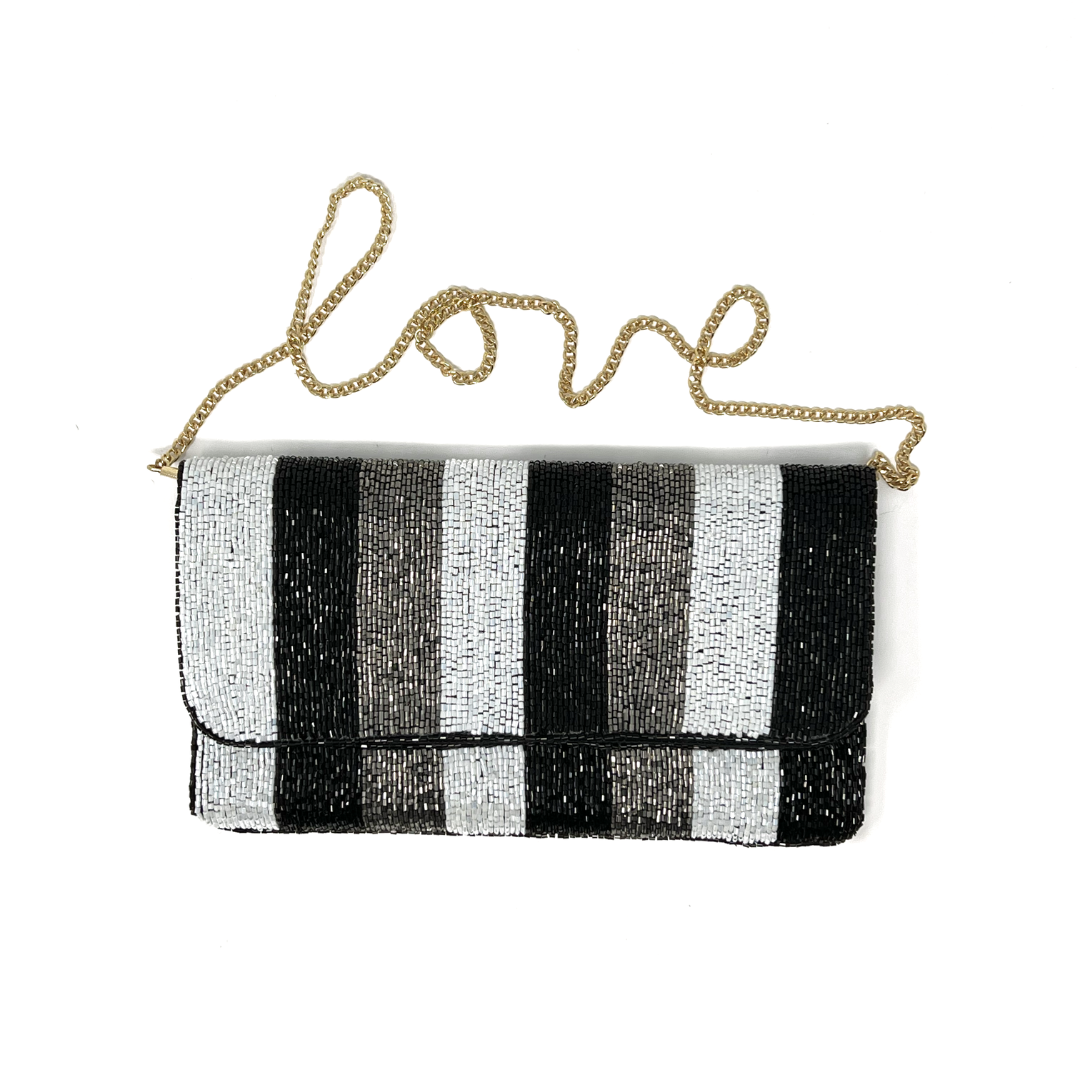 I'm In Charge Striped Beaded Clutch