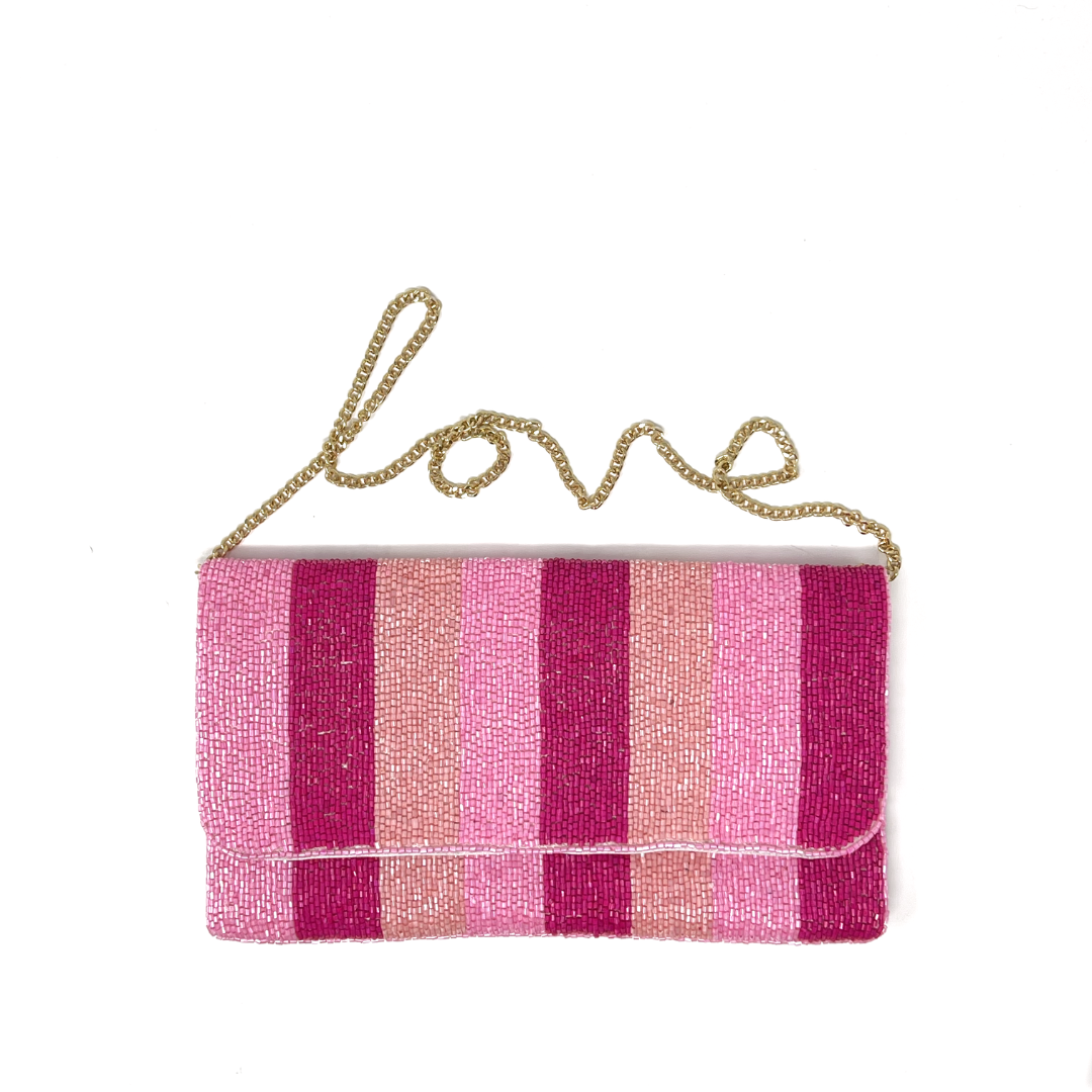 I'm In Charge Striped Beaded Clutch